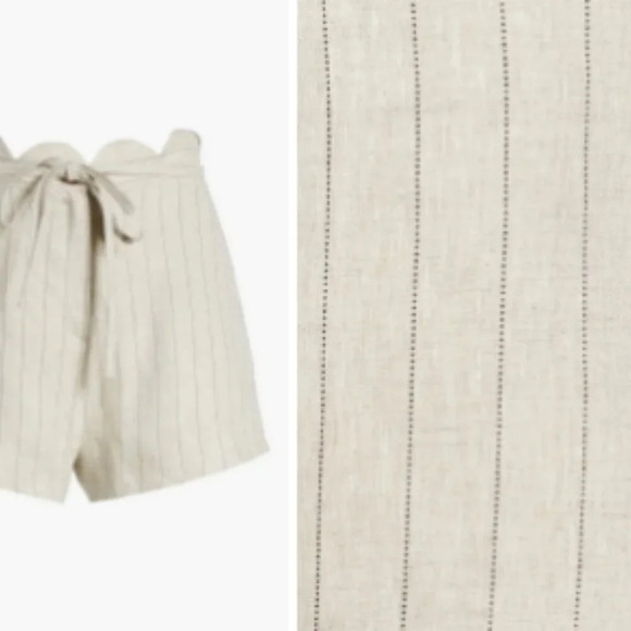 NWOT Moon River Softly Pinstriped Linen Shorts with Scalloped Waistband Siz L - Picture 6 of 6